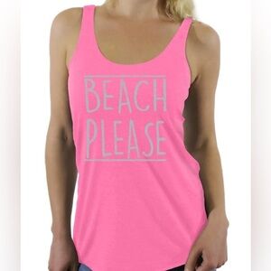 Gildan Softstyle Ring Spun Pink Beach Please Tank Top size XL
